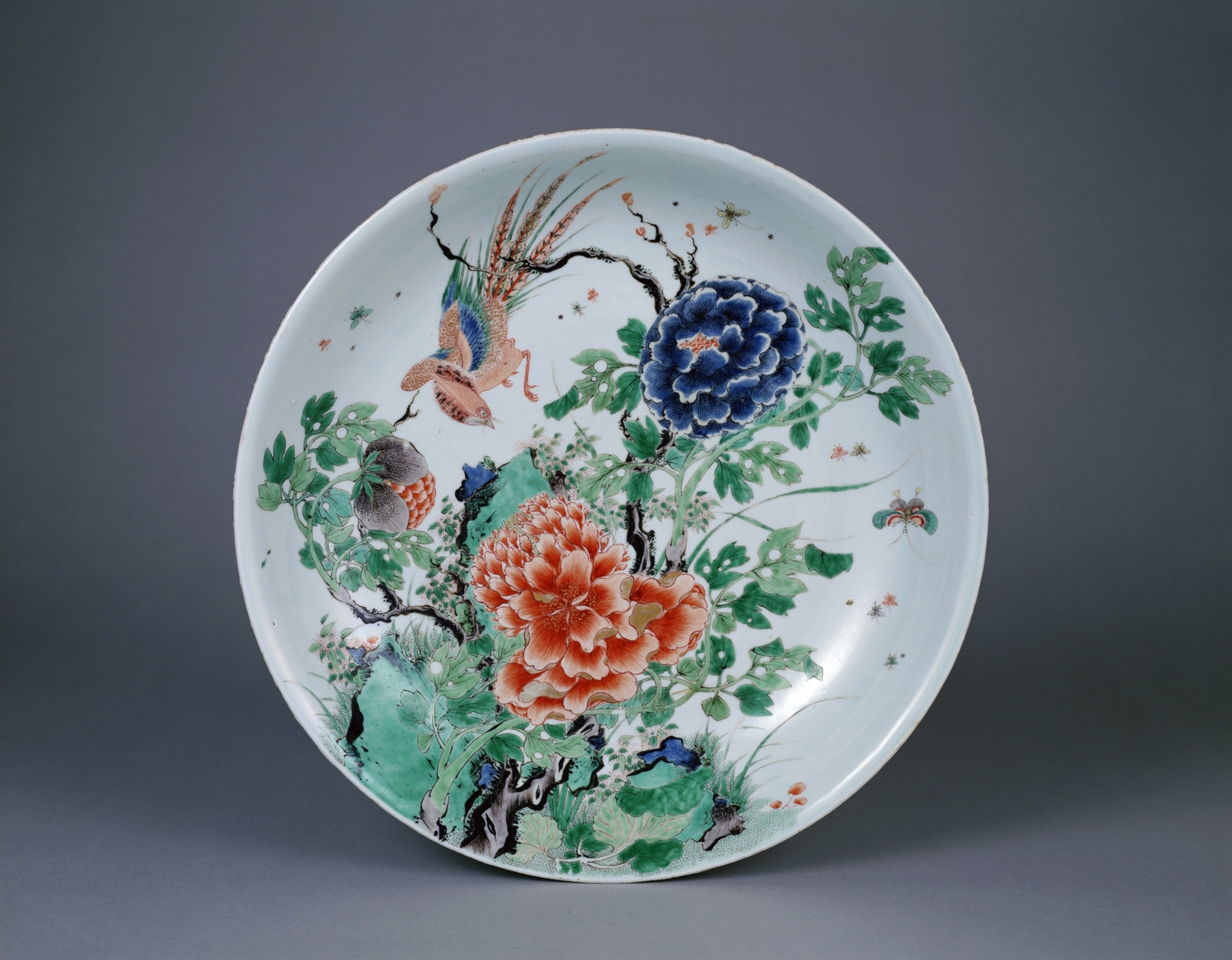 大清康煕年製銘 大清康煕時代 「美人酔」「林檎緑」釉碗、青白